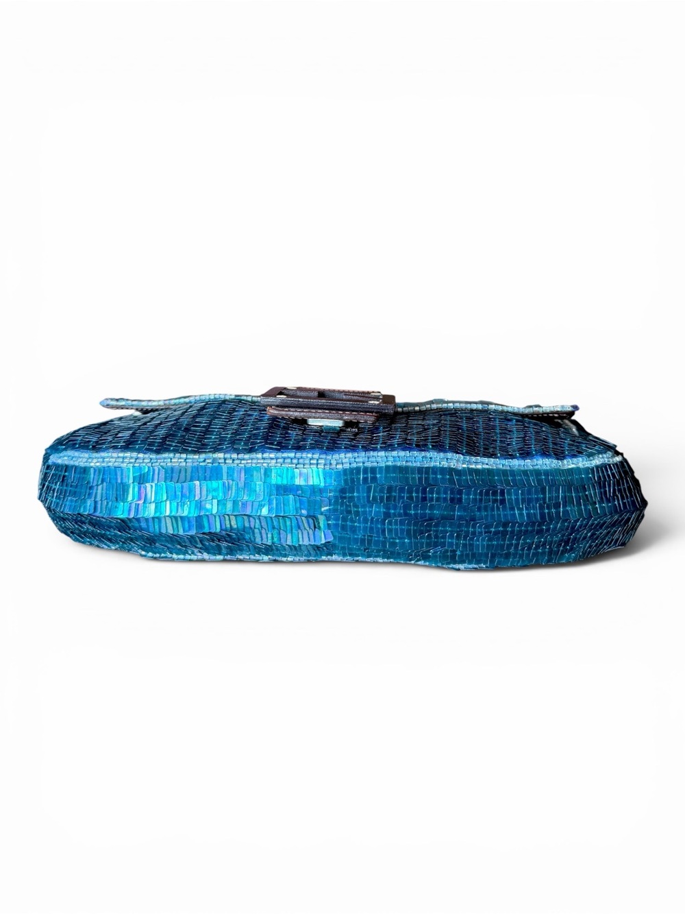 Rare Vintage Fendi Blue Iridescent Sequin Beaded Baguette - Picture 7 of 9